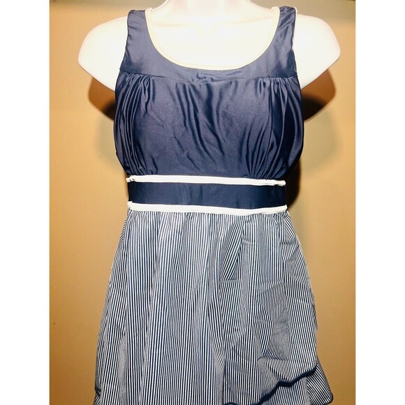 Women’s Tankini Swimsuit with Boy Shorts Two-Piece Ruffle Hem Striped Set - M - Picture 9 of 11